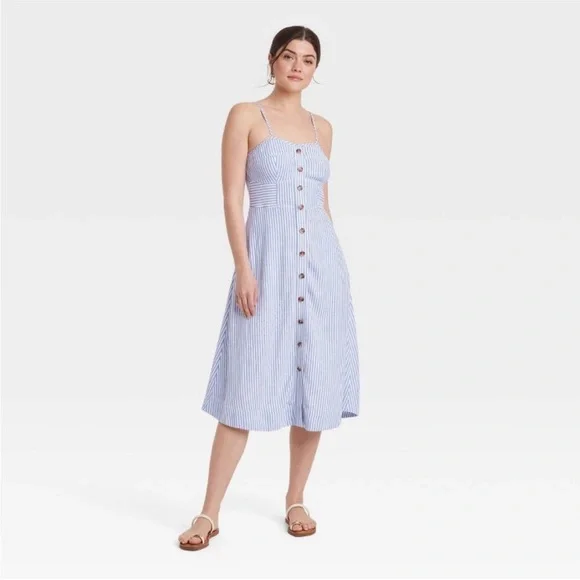 blue dress for baby girl EIRA Leaf Appliqué Corset A-Line Dress main image 1